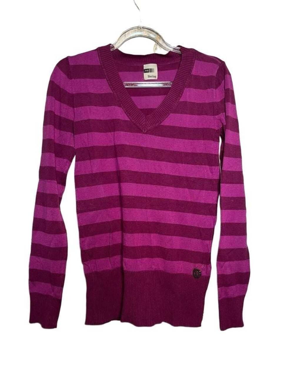 Hering Striped V-Neck Long Sleeve Sweater